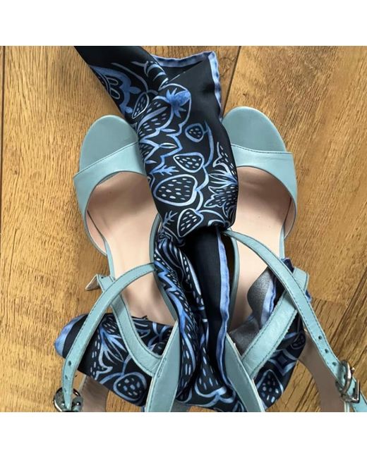 Ralufineart Blue Silk Neckerchief Asymmetric