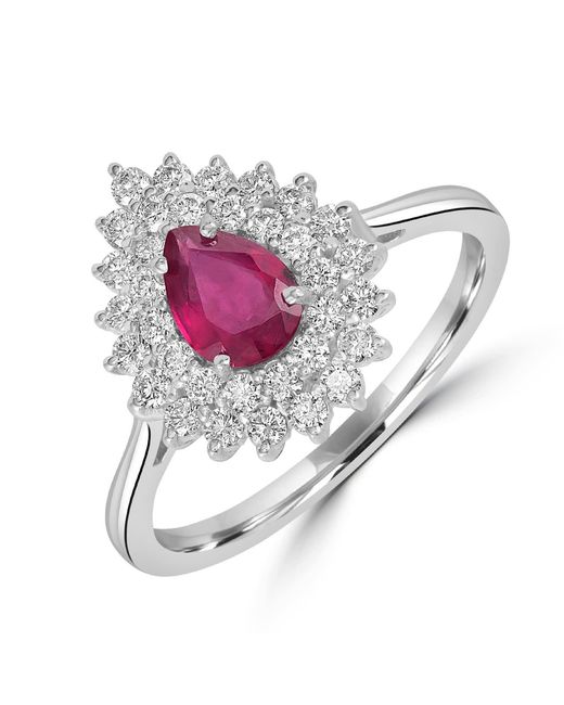 Artisan Pink Ruby And Diamond Halo Ring
