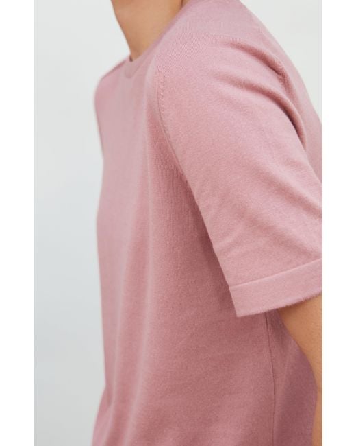 Paul James Knitwear Purple Ultra Fine Cotton Cassie Saddle Shoulder Knitted T-Shirt