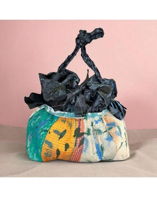 Miro Misljen Green Hand-Painted Puffy Ribbon Bag