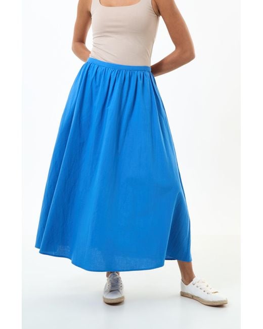 Louche Blue Zoeline Recycled Cotton Midaxi Skirt