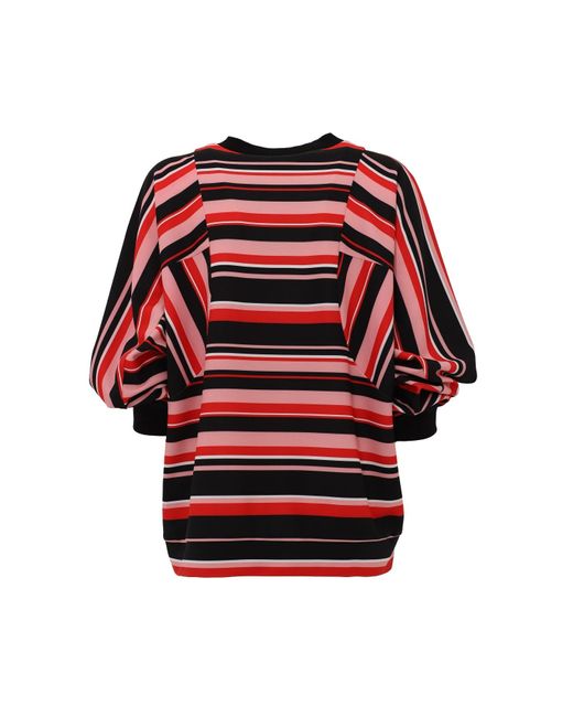 Julia Allert Red Bold Striped Top With Voluminous Sleeves