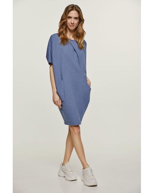 Conquista Blue Melange Batwing Dress