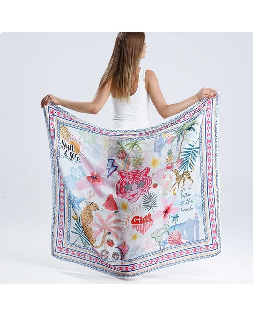 LOVEIST STORE Blue Nancy Bloom Design Chiffon Pareo
