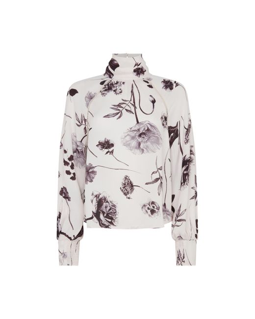 Rose & Nancy White Flora Mono High Neck