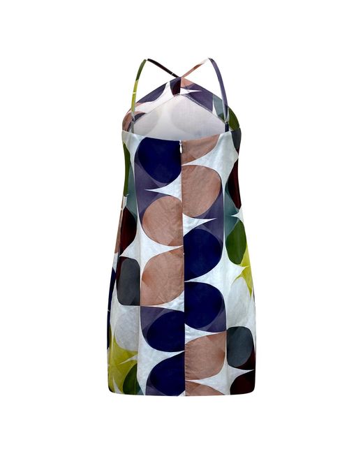 Why Mary Blue Sixties Print Shift Mini Dress