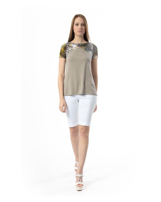 Conquista Gray Animal Print Detail Top