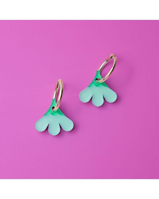 By Chavelli Green Acrylic Baby Daisy Hoop Earrings