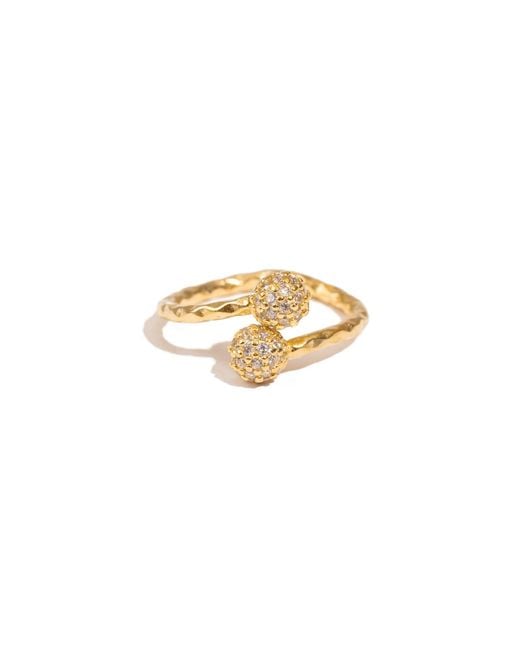 Ebru Jewelry Metallic Radiant Majesty Diamond Adjustable Cuff Ring