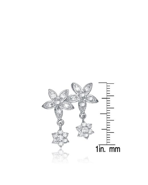 Genevive Jewelry Metallic Sterling Silver Cubic Zirconia Multi-flower Earrings