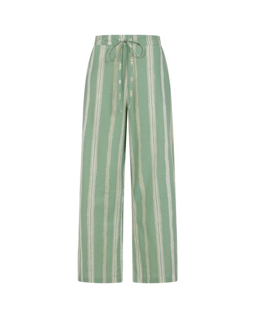 Luella Fashion Green Neutrals Beziers Linen Trousers