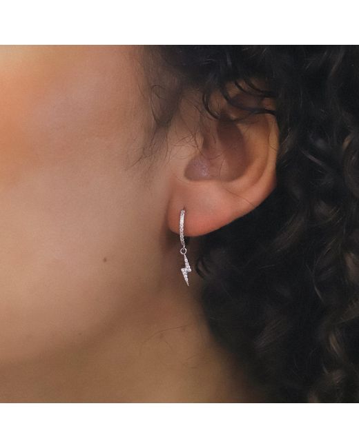 Luna Charles White Bridget Lightning Huggie Hoop Earrings