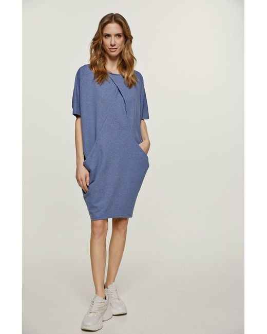 Conquista Blue Melange Batwing Dress
