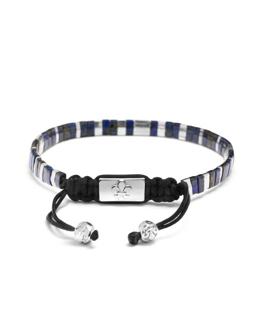 Nialaya Blue Bracelet With Marbled And Miyuki Tila Beads for men