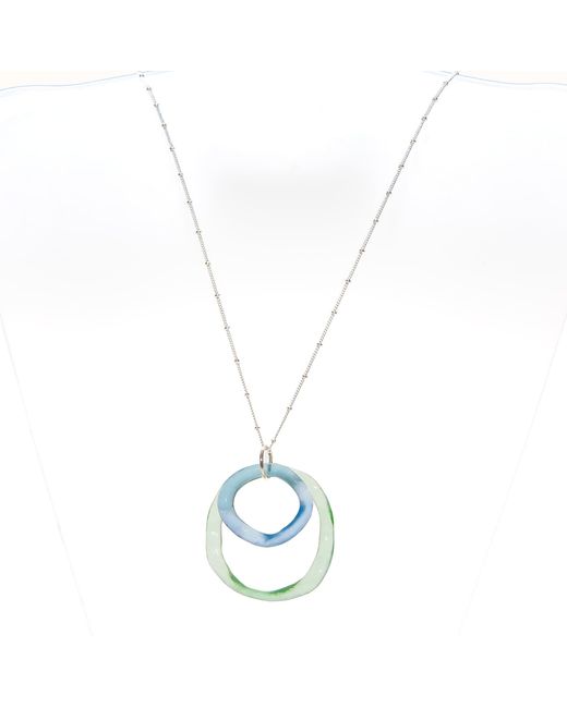 Smart Glass Jewelry Blue Recycled Glass Wave Pendant Ocean Colors Sterling