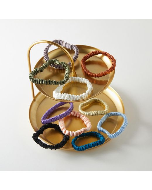 Soft Strokes Silk Blue Set Of Ten Mulberry Silk Skinny Scrunchies Mystery Bag