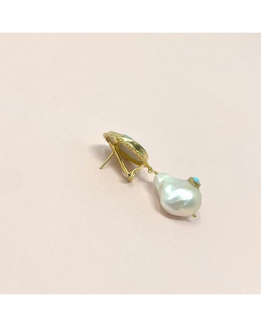 Vintouch Italy Blue Starfish Cameo Earrings With Pearls And
