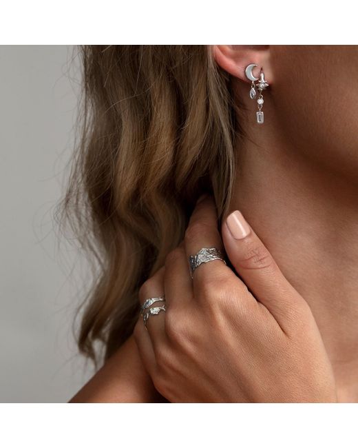 Aaria London Metallic Double Band Hammered Lava Ring