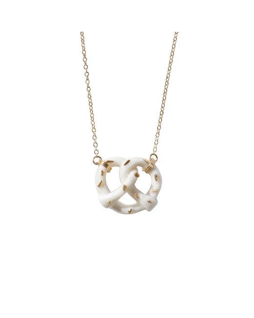 POPORCELAIN Metallic Mini Porcelain Pretzel Necklace
