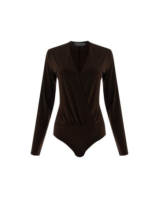 Exquise Black Regular V-Neck Long Sleeve Meilani K. Bodysuit
