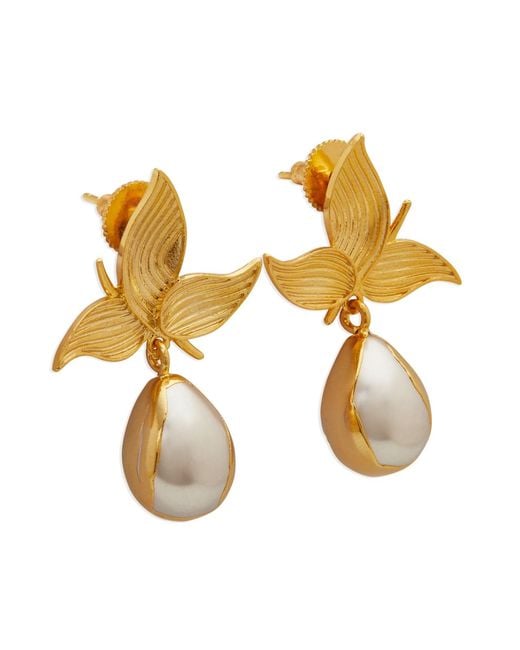 Dhwani Bansal Metallic Zooni Earrings With Baroque Pearls