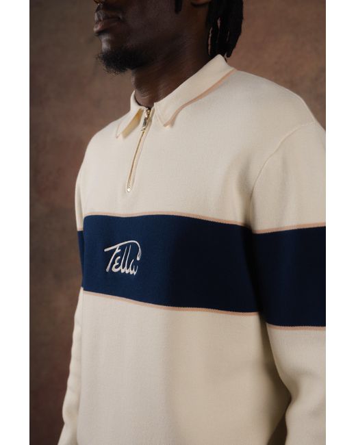 FELLA SWIM Blue Boris Quarter-Zip Sweater for men