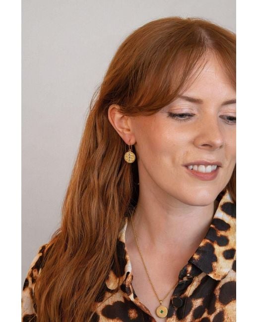 Claire Hill Designs Metallic Sapphire Coin Pendant Earrings