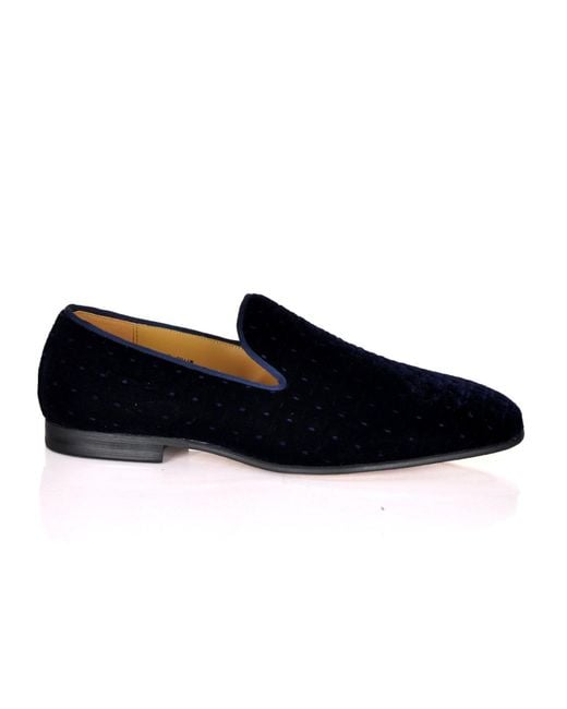 DAVID WEJ Blue Alberto Velvet Pattern Loafers for men