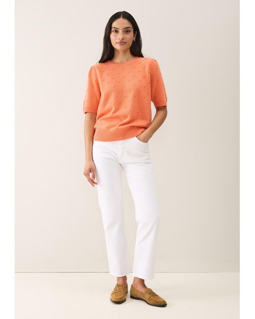 Loop Cashmere Orange Bobble Puff Sleeved Sweater