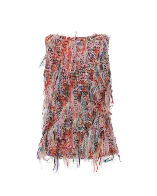 FRONT ROW SHOP Red Julie Fringed Top