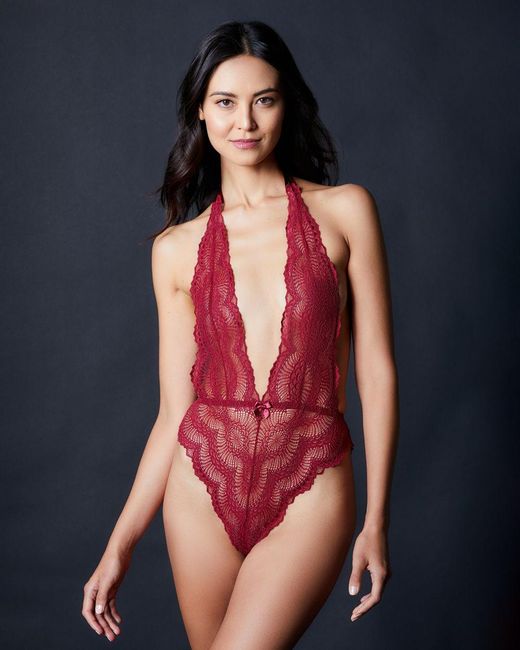 Journelle Red Natalia Bodysuit Bordeaux