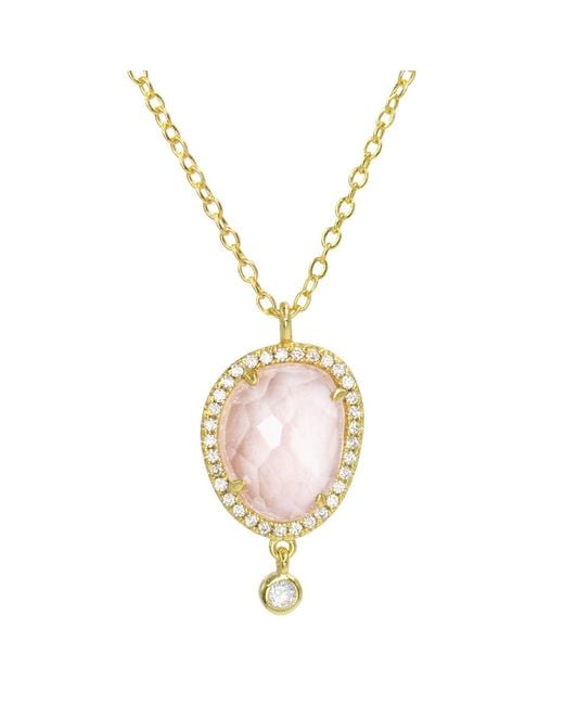 KAMARIA Pink Johari Lab Created Gemstone Necklace With Crystals