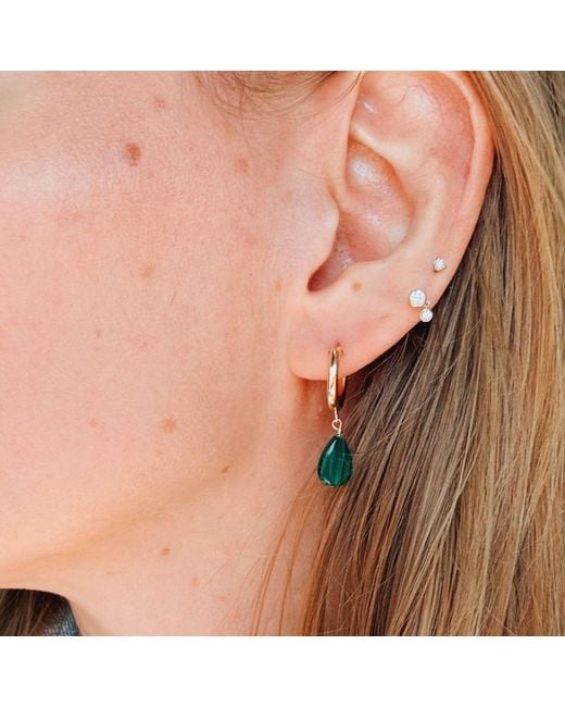 Herself Collections Metallic Malachite Hoop Earrings