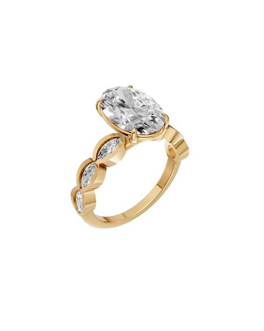 Aya Fine Jewelry Metallic Oval Lab Diamond Engagement Ring Marquise Leaf Vine Ring