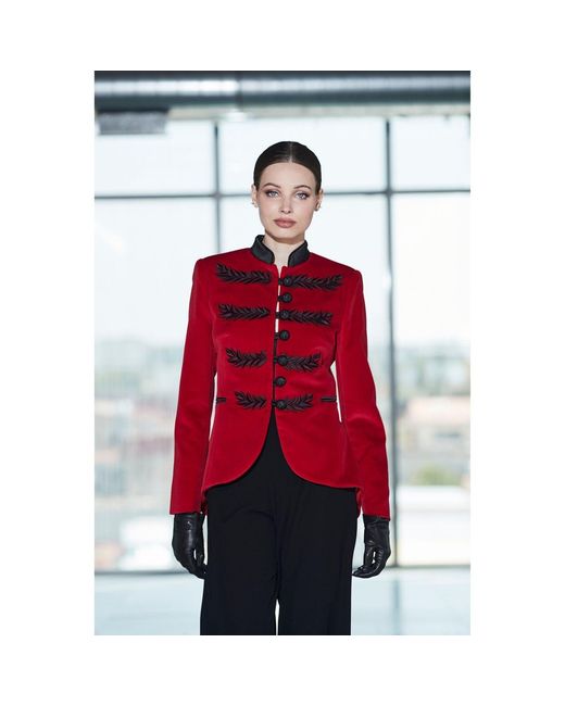 The Extreme Collection Embroidered Blazer With Mandarin Collar