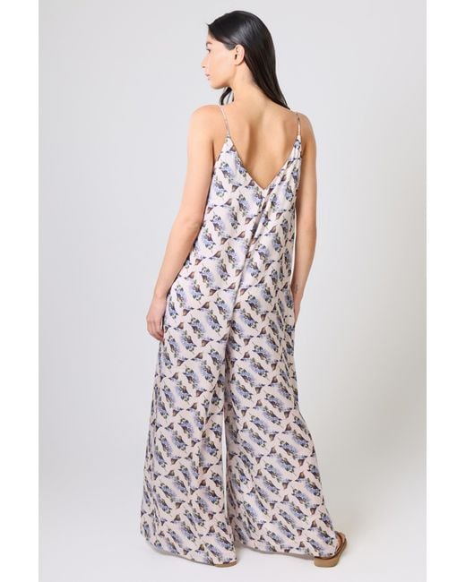Traffic People White Hummingbird And Bird Print Ithaca Sleeveless Jumpsuit