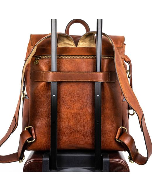 Time Resistance Brown Leather Backpack for men