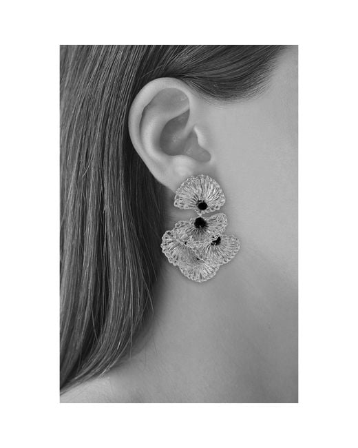 Lavish by Tricia Milaneze Metallic Neutrals Vintage Shells Mini Handmade Crochet Earrings
