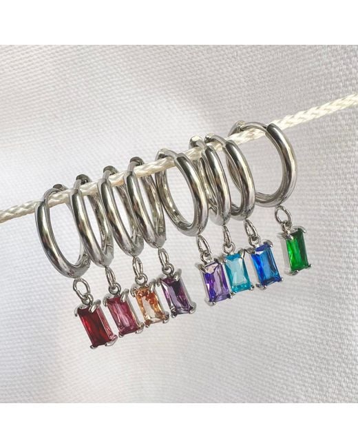 Evie Jewelry Metallic Luxe Amethyst Drop Huggie Earrings