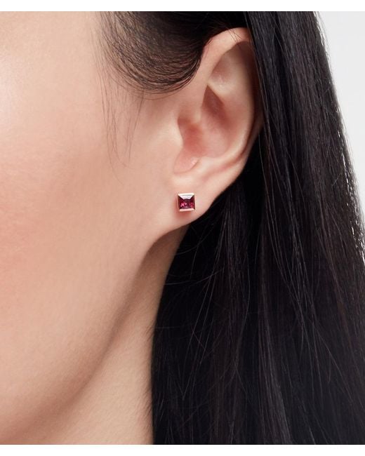 Onia Metallic Garnet Square Studs