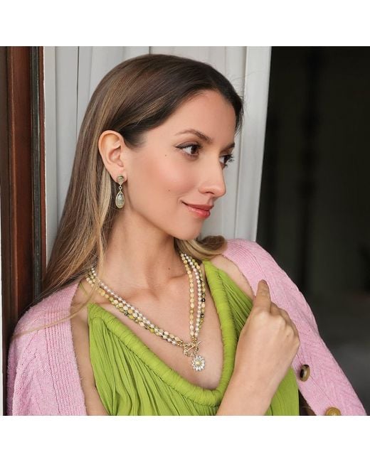 Farra Green Teardrop Prehnite Drop Earrings