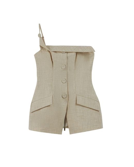 Nocturne Natural Asymmetric One-Shoulder Blouse