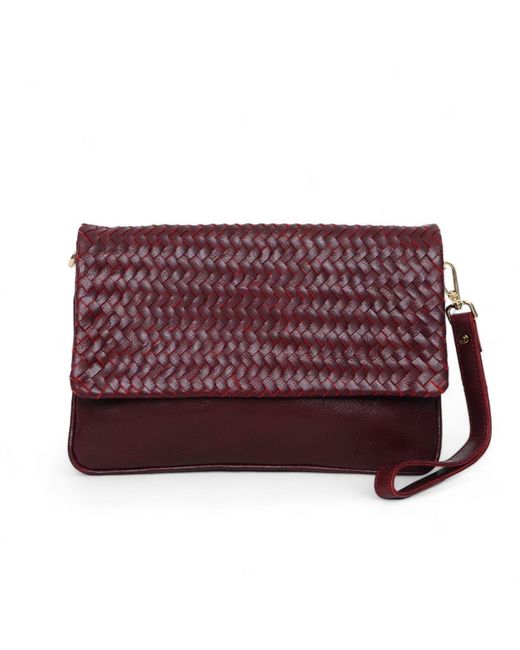Hides Leather Co. Red Convertible Leather Clutch, Crossbody Iphone&Passport Bag