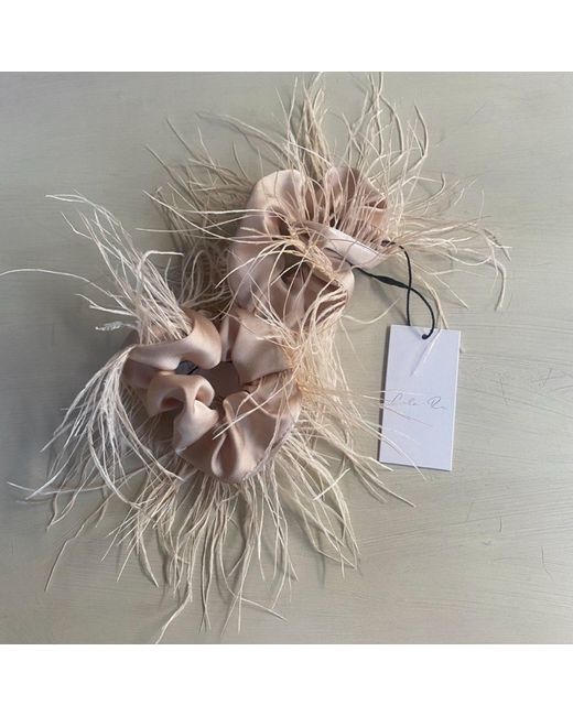 Lula-Ru White Neutrals Feather Hair Scrunchie