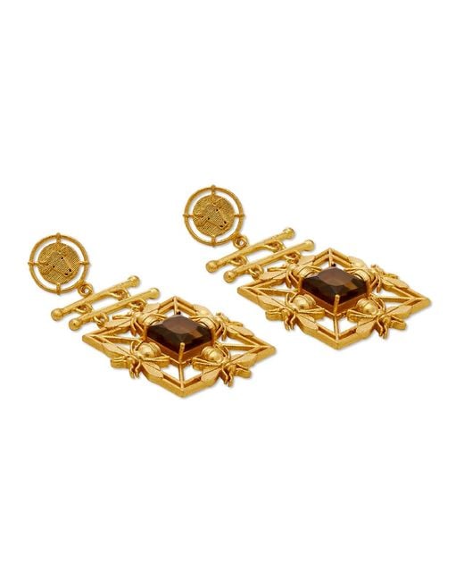 Dhwani Bansal Metallic Mori Earrings With Quartz Glass Gems