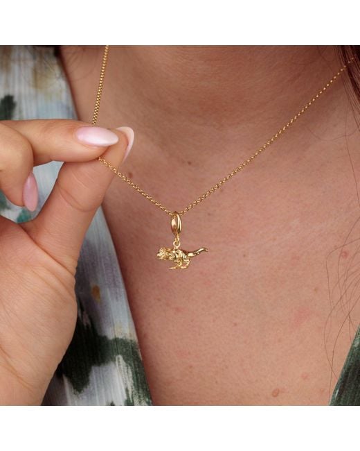 Lily Charmed Metallic Plated T-Rex Dinosaur Charm Necklace