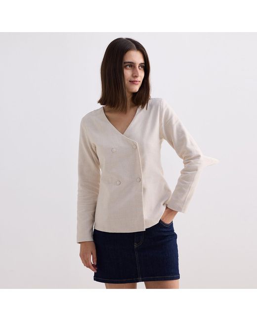 REISTOR White Fitted Cotton Tweed Jacket