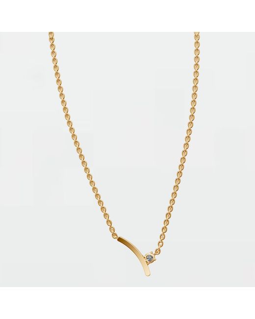 Aya Fine Jewelry Metallic Round Cut Minimalist Curved Lab Diamond Necklace
