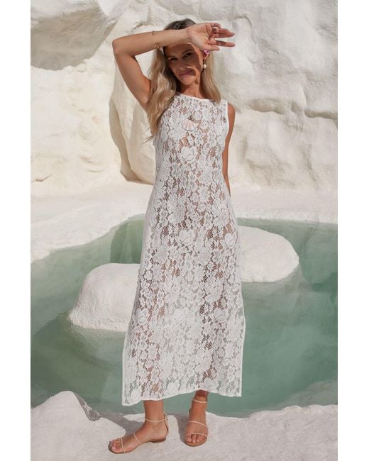 Palm Collective White Neutrals Fleur Lace Maxi Dress