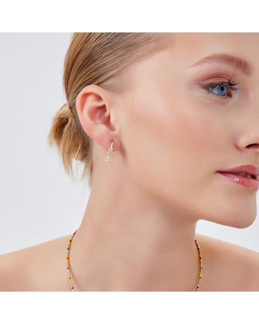 Spero London Metallic Star Sterling Eardrop Hoop Earring